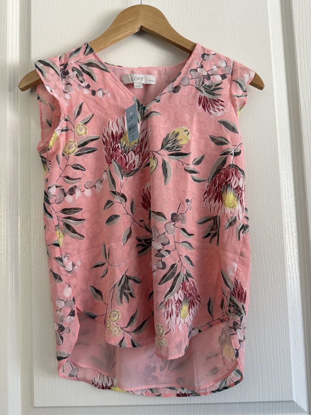 Loft Pink Floral Sleeveless Blouse